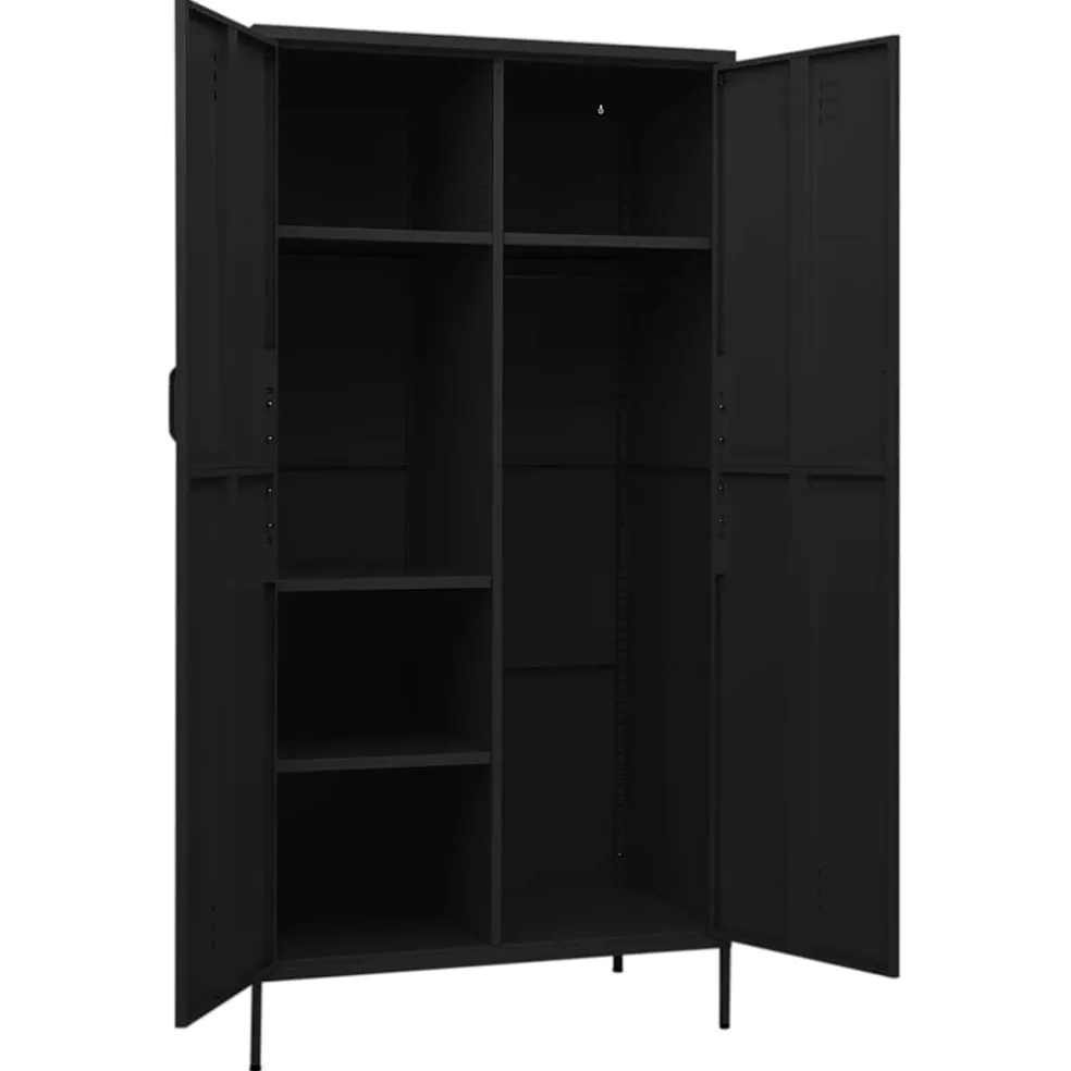 vidaXL Kledingkast 90x50x180 cm staal zwart