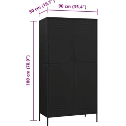 vidaXL Kledingkast 90x50x180 cm staal zwart