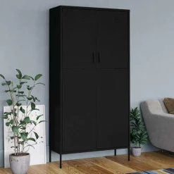 vidaXL Kledingkast 90x50x180 cm staal zwart