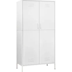vidaXL Kledingkast 90x50x180 cm staal wit