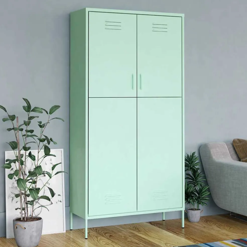 vidaXL Kledingkast 90x50x180 cm staal mintkleurig