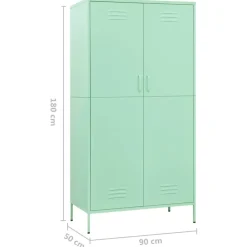 vidaXL Kledingkast 90x50x180 cm staal mintkleurig