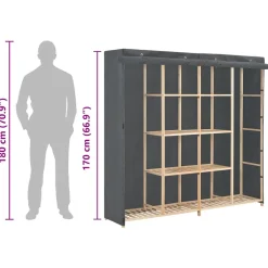 vidaXL Kledingkast 173x40x170 cm stof grijs
