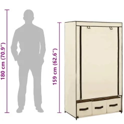 vidaXL Kledingkast 87x49x159 cm stof crème