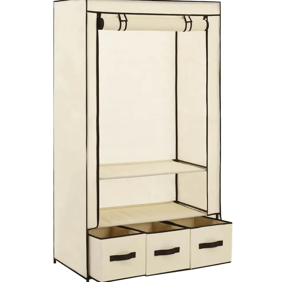 vidaXL Kledingkast 87x49x159 cm stof crème