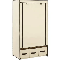 vidaXL Kledingkast 87x49x159 cm stof crème