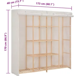 vidaXL Kledingkast 173x40x170 cm stof wit