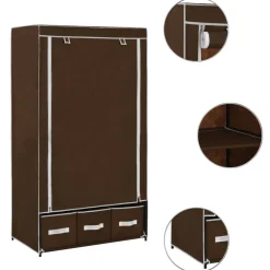 vidaXL Kledingkast 87x49x159 cm stof bruin