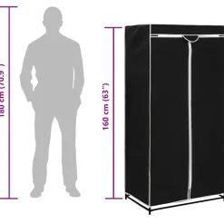 vidaXL Kledingkast 75x50x160 cm zwart