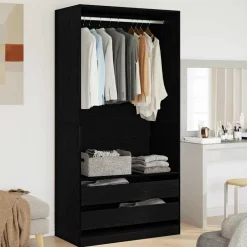 vidaXL Kledingkast Zwart Eiken 100 x 50 x 200 cm Bewerkt hout