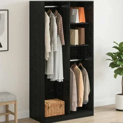 vidaXL Kledingkast Zwart eiken 100 x 50 x 200 cm Bewerkt hout