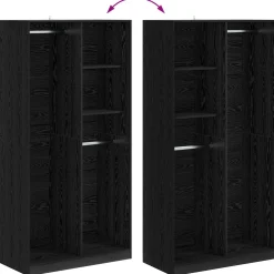 vidaXL Kledingkast Zwart eiken 100 x 50 x 200 cm Bewerkt hout