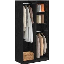 vidaXL Kledingkast Zwart eiken 100 x 50 x 200 cm Bewerkt hout