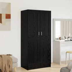 vidaXL Kledingkast Zwart Eiken 82,5 x 51,5 x 180 cm Bewerkt hout