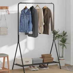 vidaXL Kledingrek met opslag Zwart 100 x 56 x 154 cm Staal