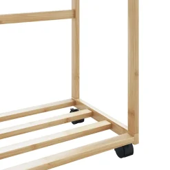 vidaXL Kledingrek met schappen en wielen 90x35x155 cm bamboe