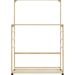 vidaXL Kledingrek met schappen en wielen 90x35x155 cm bamboe