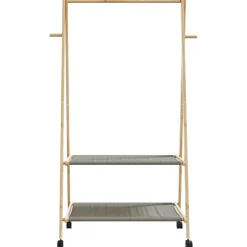vidaXL Kledingrek met schappen en wielen 96x45,5x155,5 cm bamboe