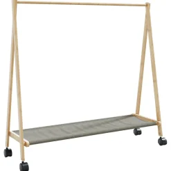vidaXL Kledingrek met schappen en wielen 106x34x106,5 cm bamboe