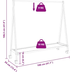 vidaXL Kledingrek met schappen en wielen 106x34x106,5 cm bamboe