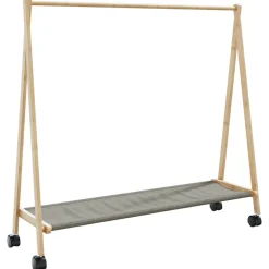 vidaXL Kledingrek met schappen en wielen 106x34x106,5 cm bamboe