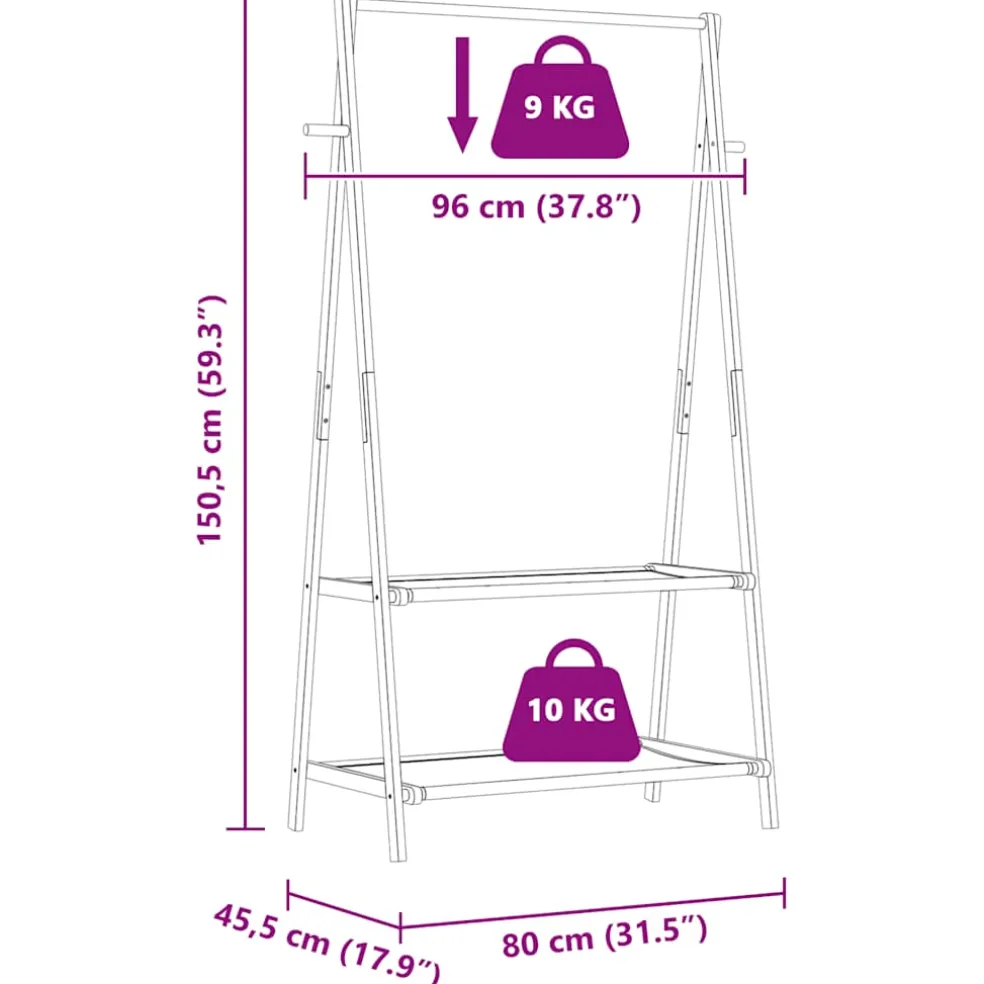 vidaXL Kledingrek met schappen 96x45,5x150,5 cm bamboe