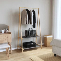 vidaXL Kledingrek met schappen 96x45,5x150,5 cm bamboe