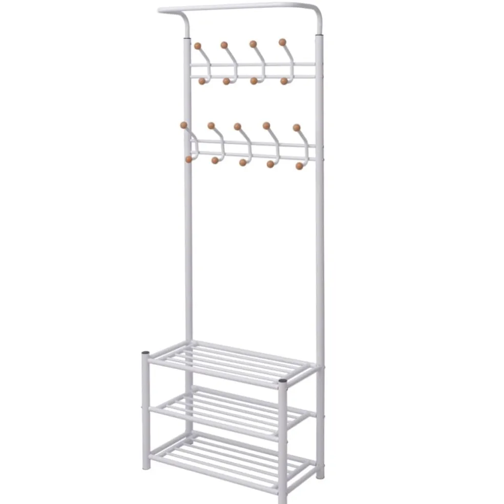 vidaXL Kledingrek met schoenenopberger 68x32x182,5 cm wit