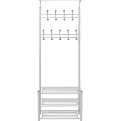 vidaXL Kledingrek met schoenenopberger 68x32x182,5 cm wit