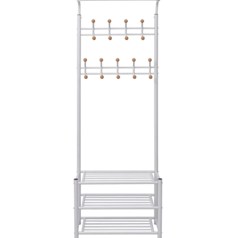 vidaXL Kledingrek met schoenenopberger 68x32x182,5 cm wit
