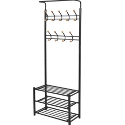 vidaXL Kledingrek met schoenenopberger 68x32x182,5 cm zwart