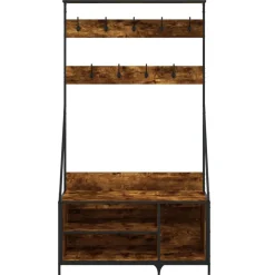 vidaXL Kledingrek met schoenenrek 100x41x184 cm gerookt eikenkleurig