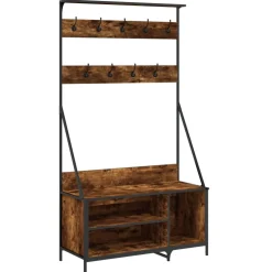 vidaXL Kledingrek met schoenenrek 100x41x184 cm gerookt eikenkleurig