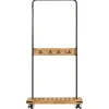 vidaXL Kledingrek met wieltjes 90x35x190 cm massief mangohout en ijzer