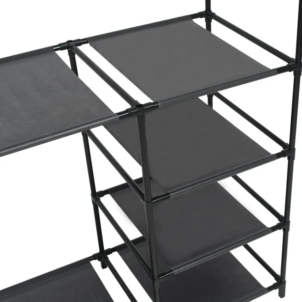 vidaXL Kledingrek 87x44x158 cm staal en nonwoven stof zwart