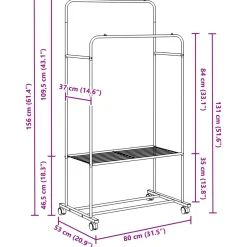 vidaXL Kledingrek Zwart 80 x 53 x 156 cm