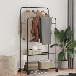 vidaXL Kledingrek Zwart 80 x 53 x 156 cm