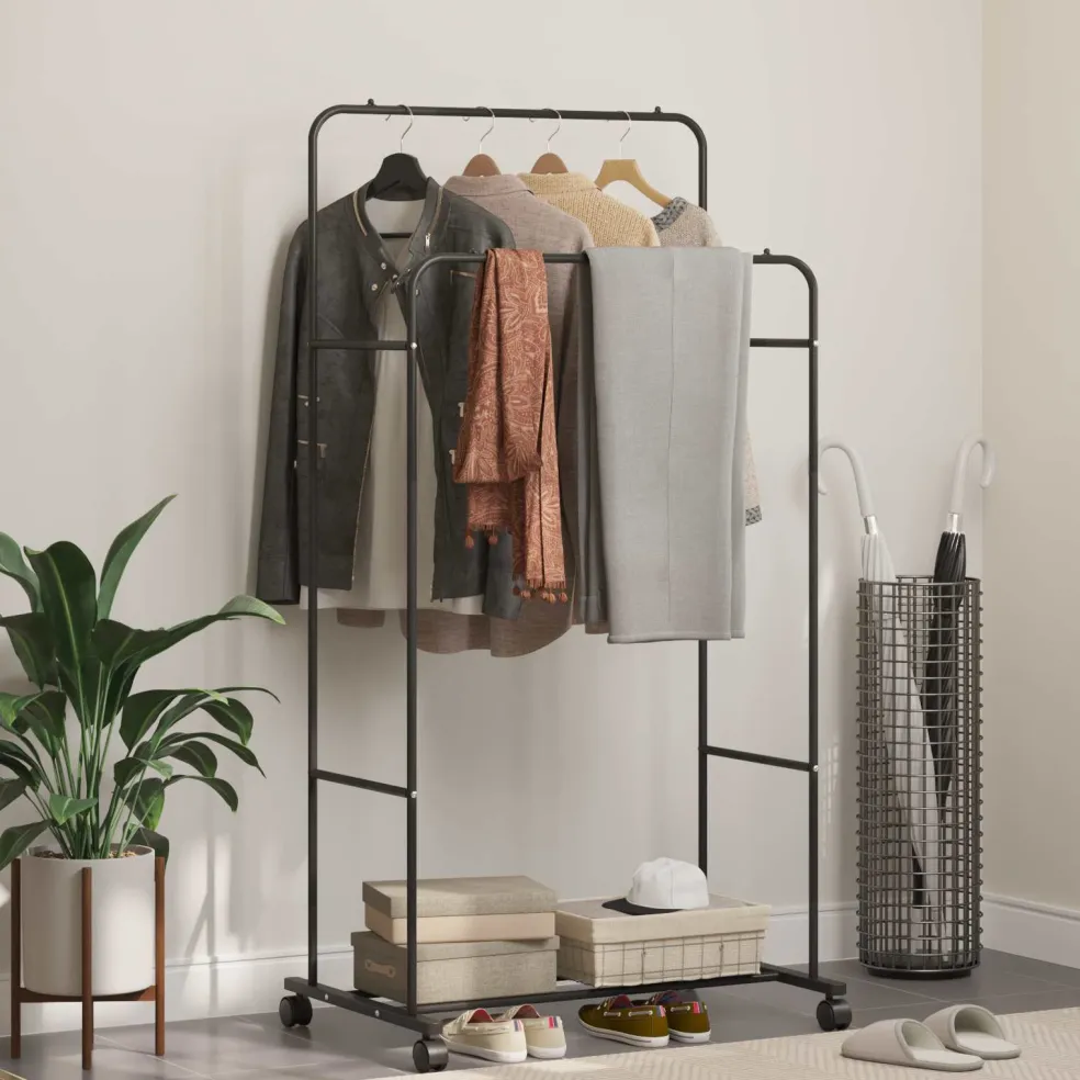 vidaXL Kledingrek Zwart 80 x 53 x 156 cm