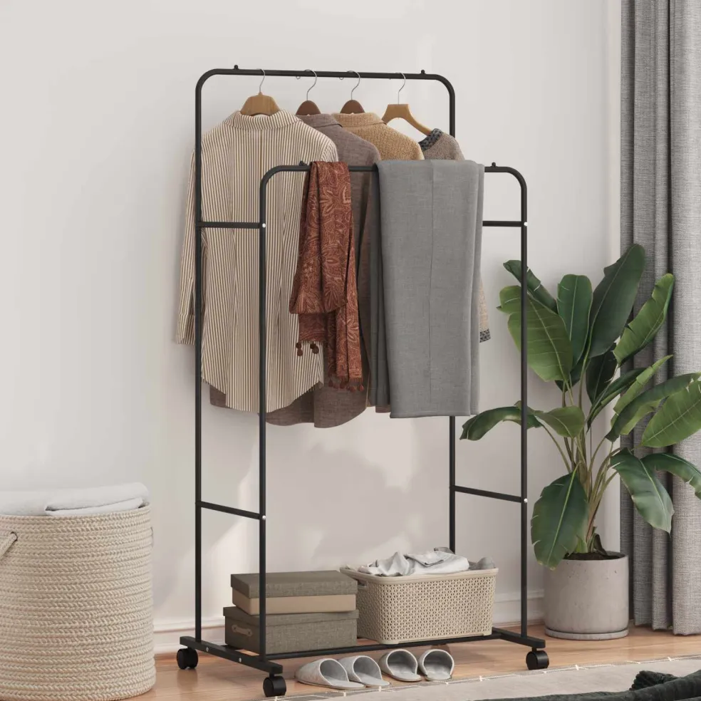 vidaXL Kledingrek Zwart 80 x 53 x 156 cm