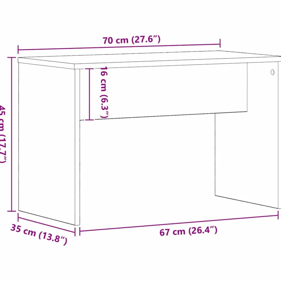 vidaXL Kleedkamer Kruk Zwart eiken 70 x 35 x 45 cm Bewerkt hout