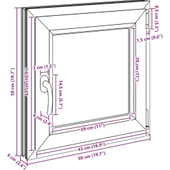vidaXL Kleur binnenkant kelderraam Wit RISOR 50 x 50 cm