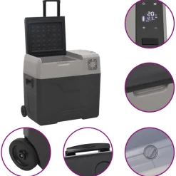 vidaXL Koelbox met wielen en adapter 40 L polypropeen zwart en grijs