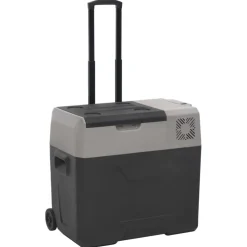 vidaXL Koelbox met wielen en adapter 50 L polypropeen zwart en grijs
