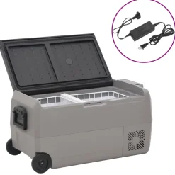 vidaXL Koelbox met wielen en adapter 36 L PP en PE zwart en grijs
