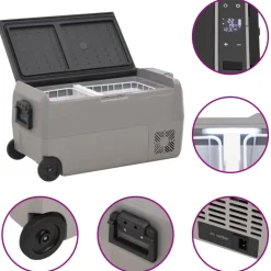 vidaXL Koelbox met wielen en handvat 36 L polypropeen zwart en grijs