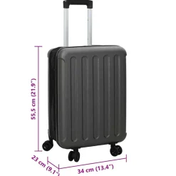 vidaXL Koffer met slot Donkergrijs 34 x 23 x 55.5 cm ABS Kunststof