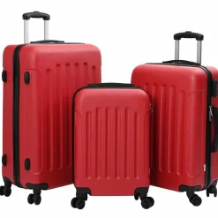 vidaXL Koffer met slot 3 st Rood 50 x 31 x 78 cm ABS Kunststof