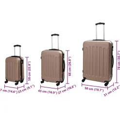 vidaXL Koffer met slot 3 st Rose Gold 50 x 31 x 78 cm ABS Kunststof