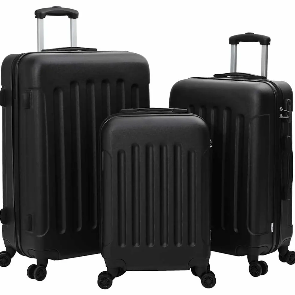 vidaXL Koffer met slot 3 st Zwart 50 x 31 x 78 cm ABS Kunststof