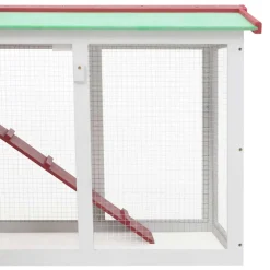vidaXL Konijnenhok voor buiten groot 145x45x84 cm hout rood en wit